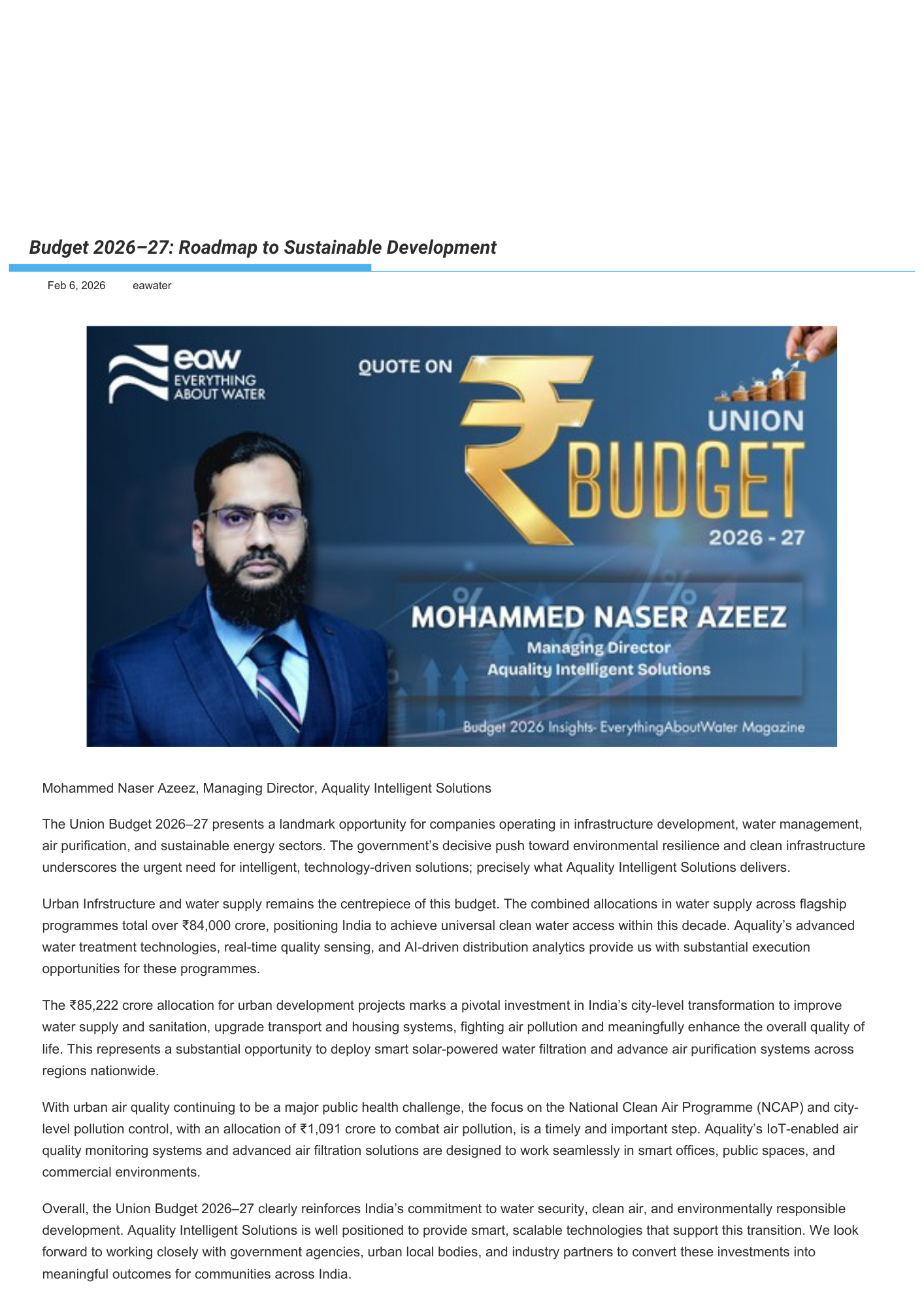 EverythingAboutWater, 6 Feb 2026-Budget 2026–27_Roadmap to Sustainable Development.pdf